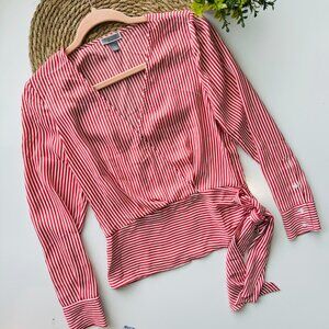 Chelsea 28 Striped Surplice‎ Side Tie Blouse Size XS